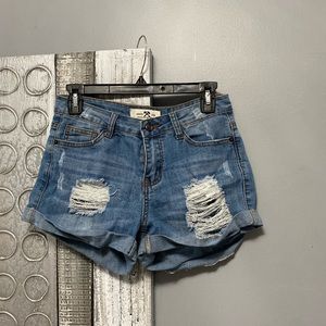 Distressed ripped shorts